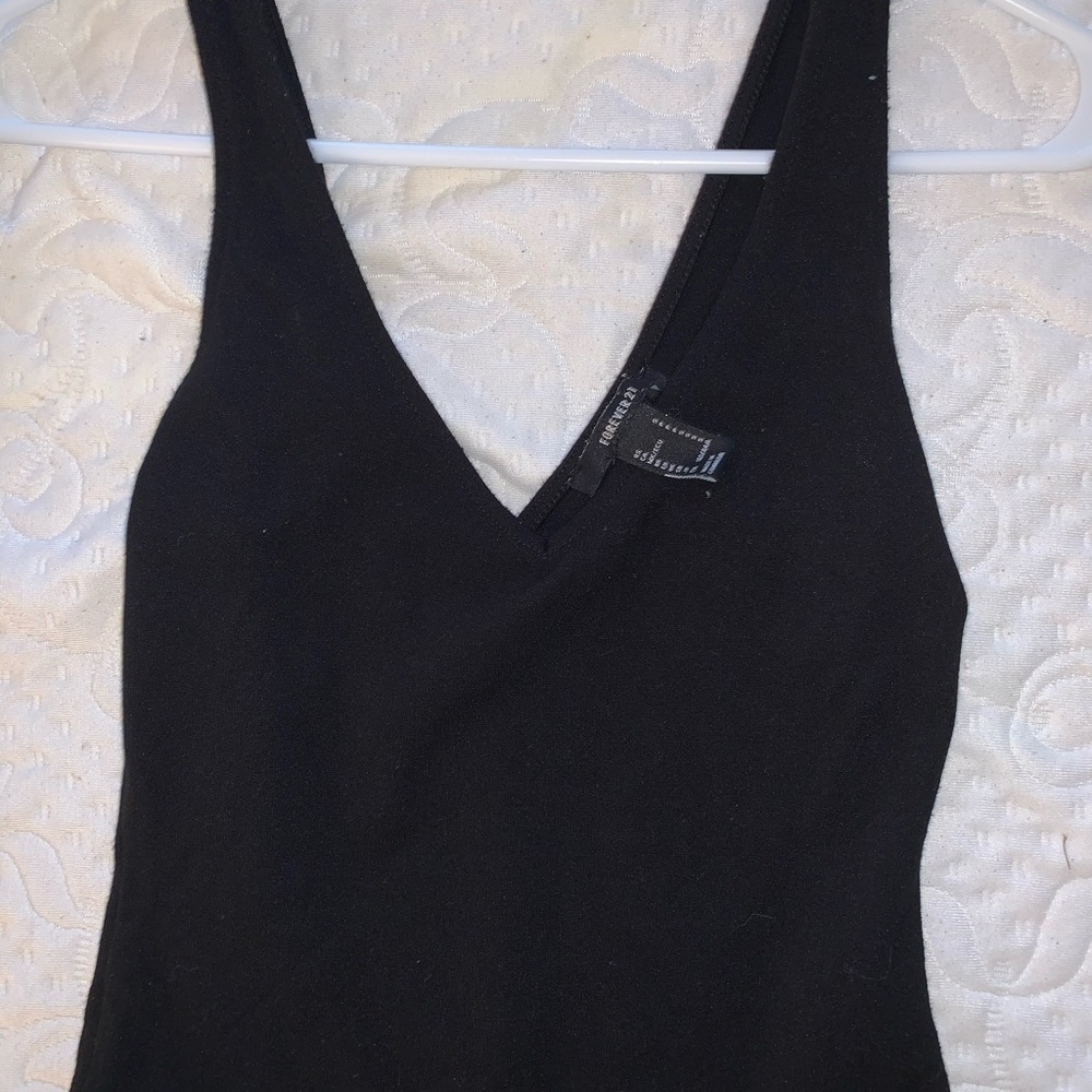 Black v neck body suit